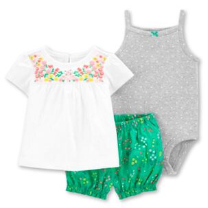Set 3 Piezas Conjunto Con Body Sin Mangas Estampado Bebé Niña 6 A 24 Meses Floral Print