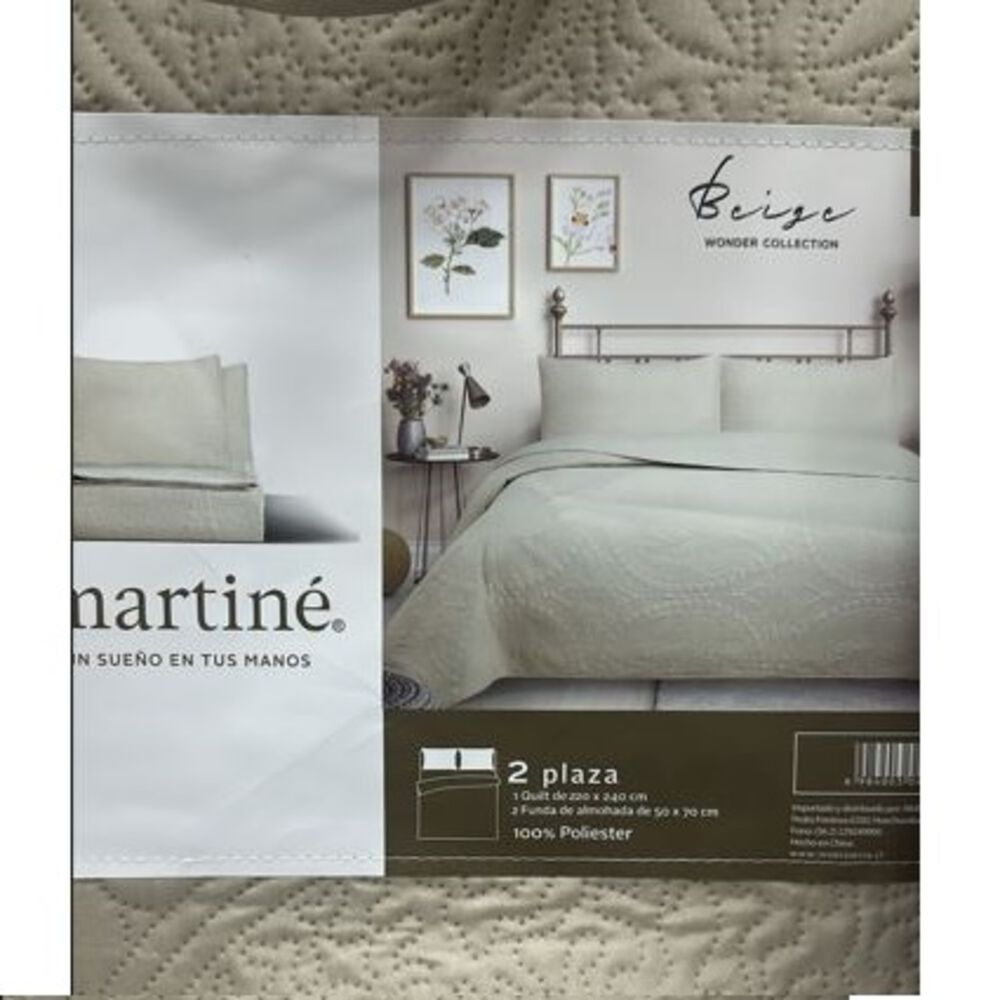 Cubrecama Quilt Reversible 1,5 Plazas Beige - Wonder Collection Martin&eacute; image number 2.0