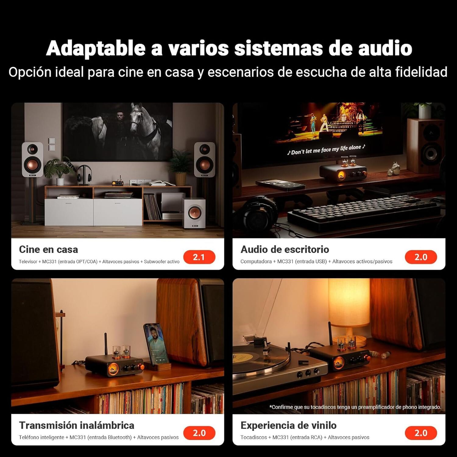 Amplificador Bluetooth Tubos Dac Vu Fosi Audio Mc331 image number 5.0