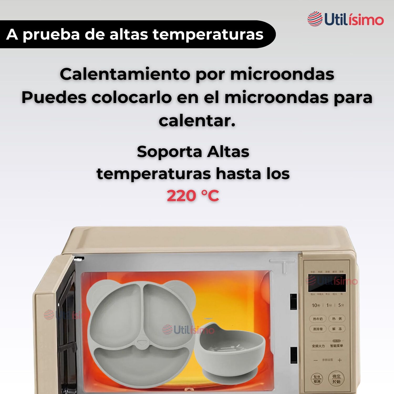 Set De Alimentaci&oacute;n Beb&eacute; Silicona De Oso 6 Piezas Libre Bpa Color Gris image number 3.0