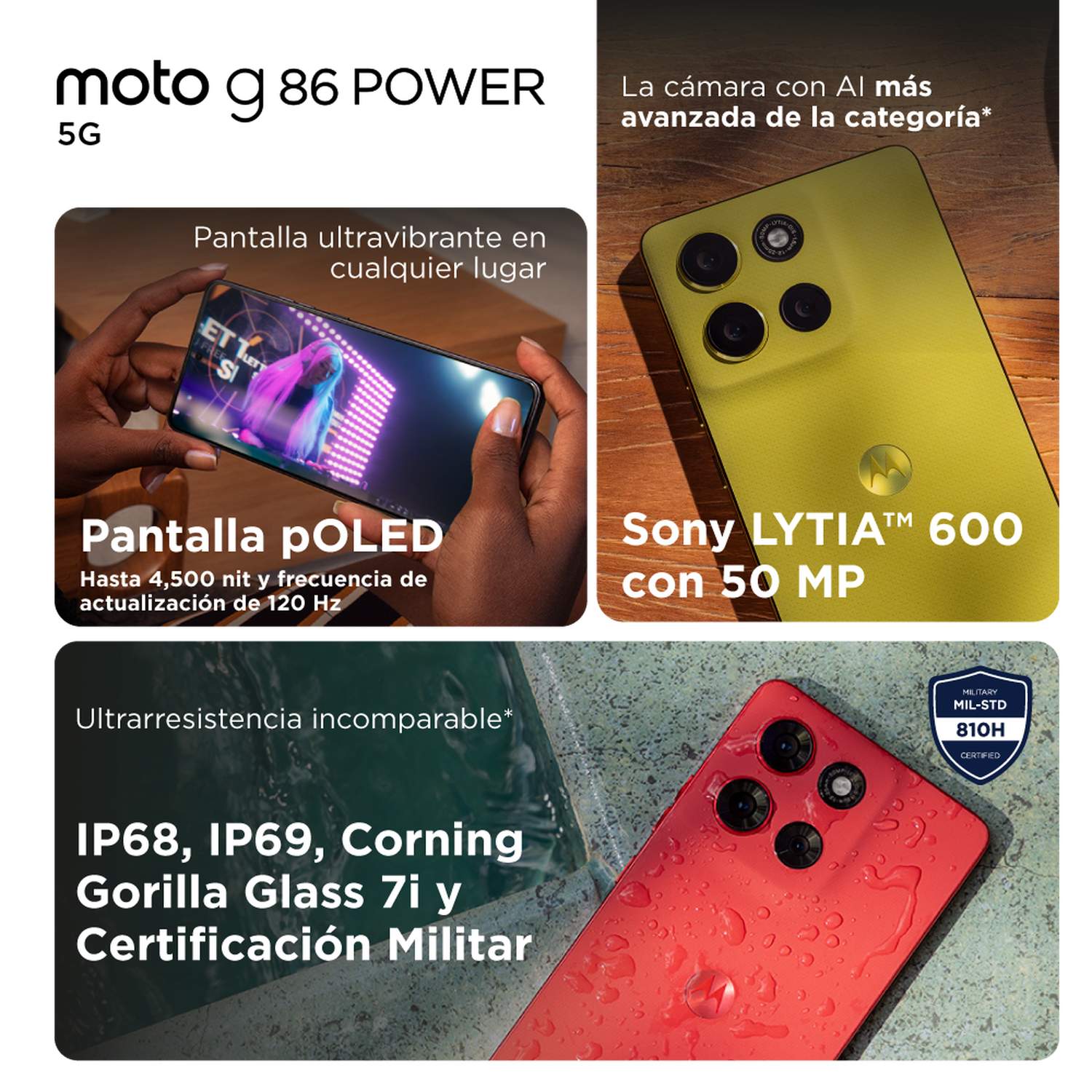 Smartphone Motorola Moto G86 Power / 5G / 256 GB / Cereza / Liberado image number 5.0