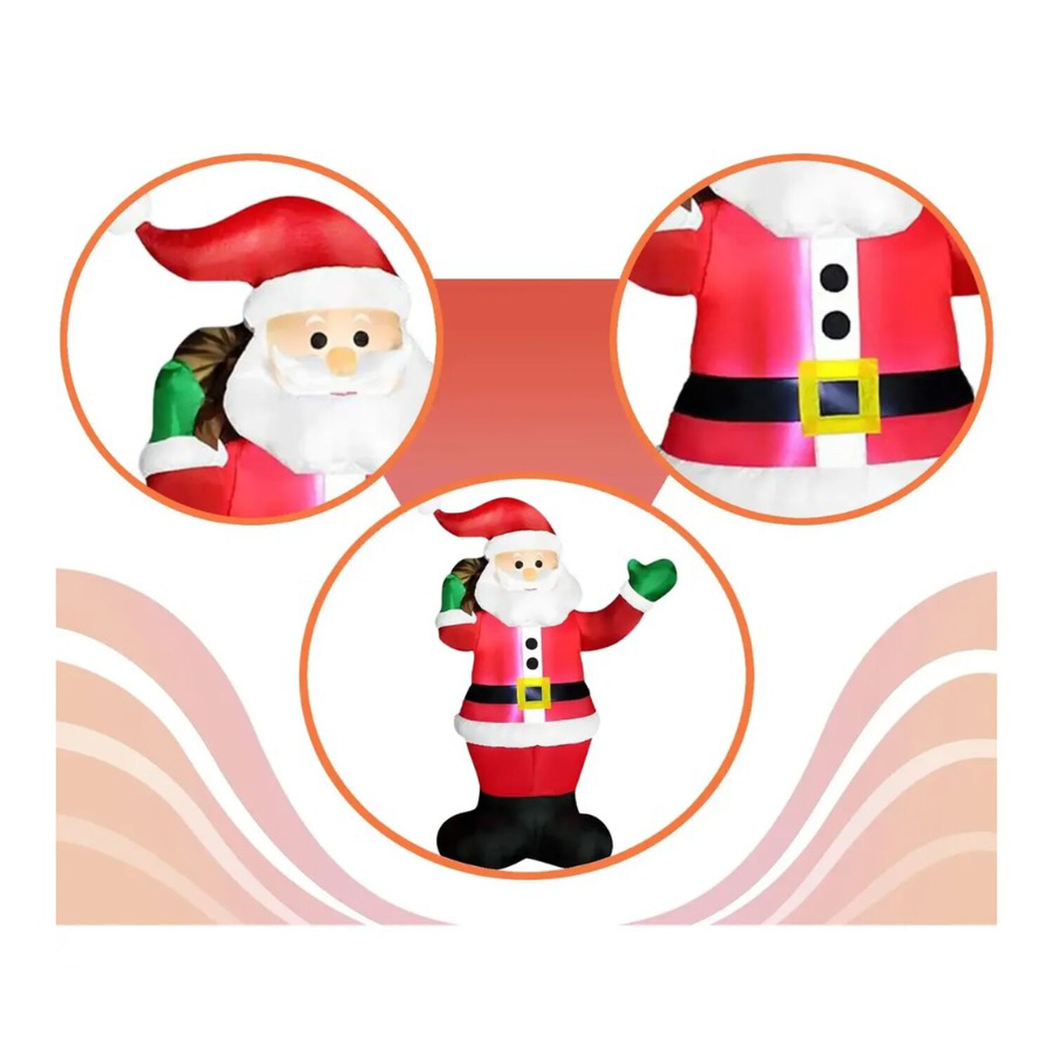 Papa Noel Inflable Gigante 1.82m Decoracion Navidad Exterior image number 3.0