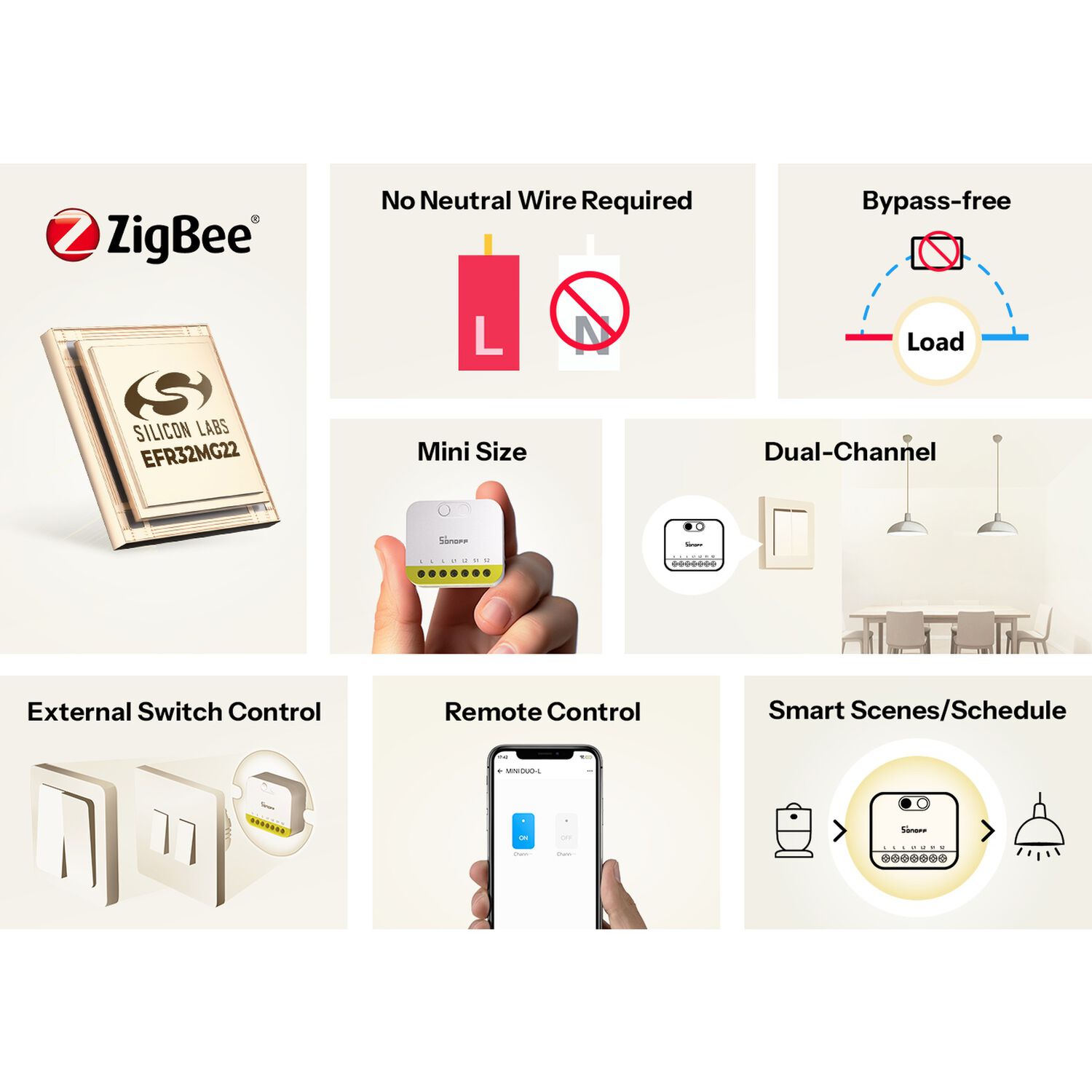 Interruptor Zigbee Sonoff Mini Duo-l De 2 Canales Sin Neutro image number 3.0