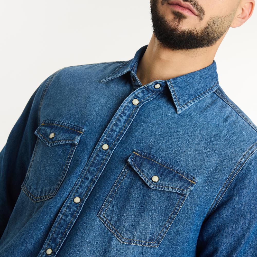 Camisa Denim Manga Larga Hombre Az Black image number 4.0