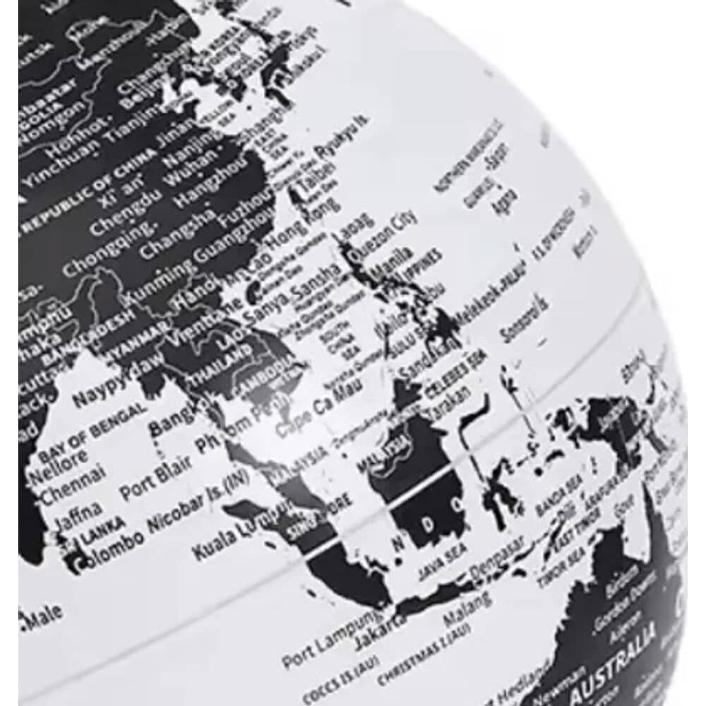 Globo Terr&aacute;queo Pol&iacute;tico Sop. Met&aacute;lico 20cm. Negro/blanco image number 2.0