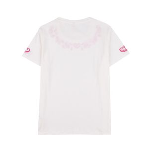 Polera Lisa Aplicaci&oacute;n Broderi Manga Corta Cuello Redondo Mujer Geeps