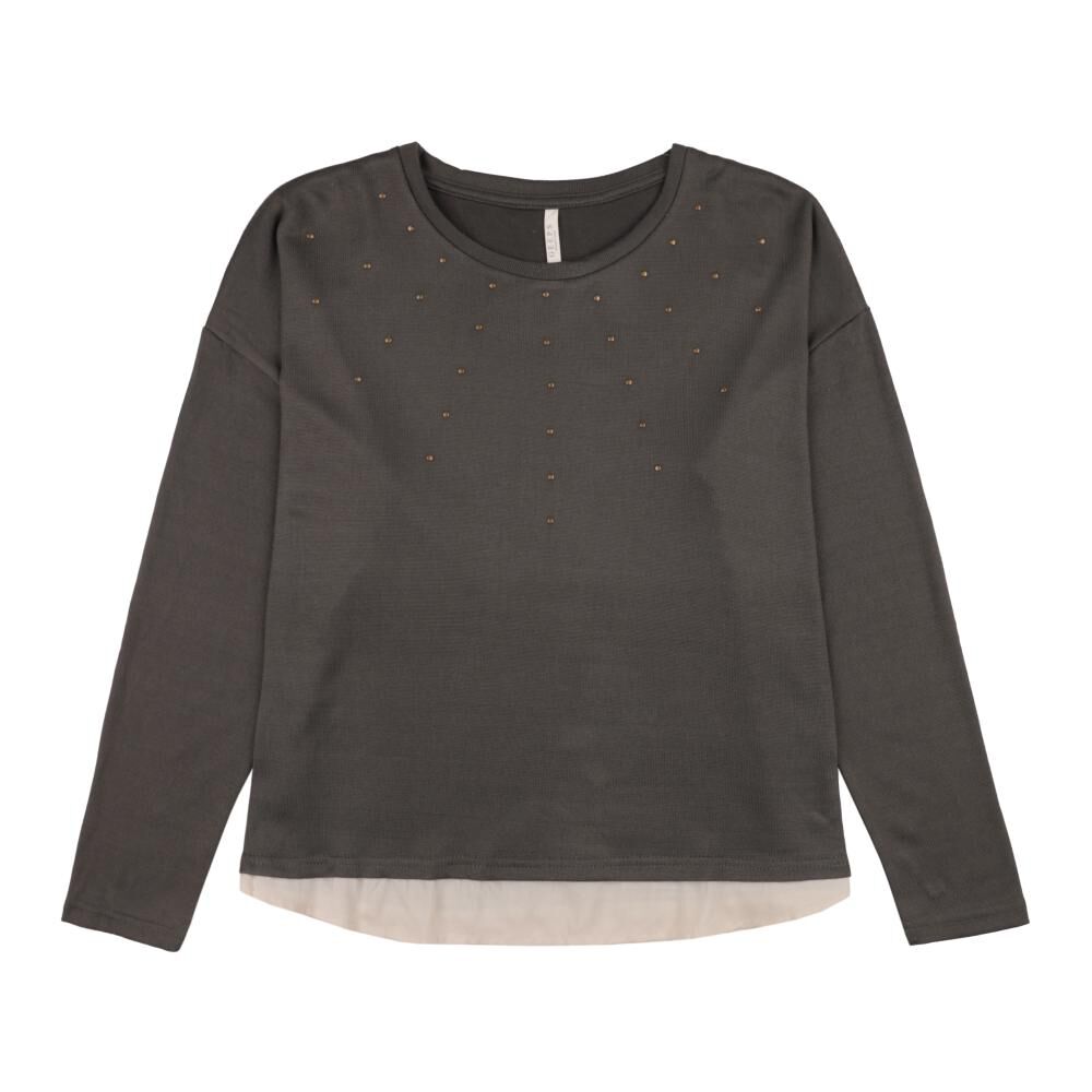 Sweater Liso Aplicación Strass Manga Larga Cuello Redondo Mujer Geeps image number 0.0