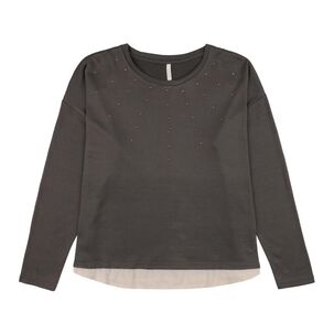 Sweater Liso Aplicación Strass Manga Larga Cuello Redondo Mujer Geeps