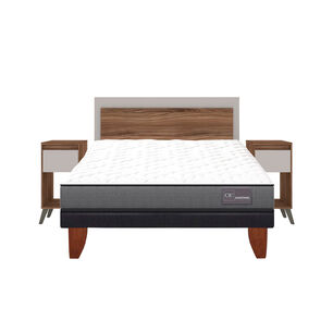 Cama Europea Cic Anatomic / Full / Base Normal + Set De Maderas Mil&aacute;n