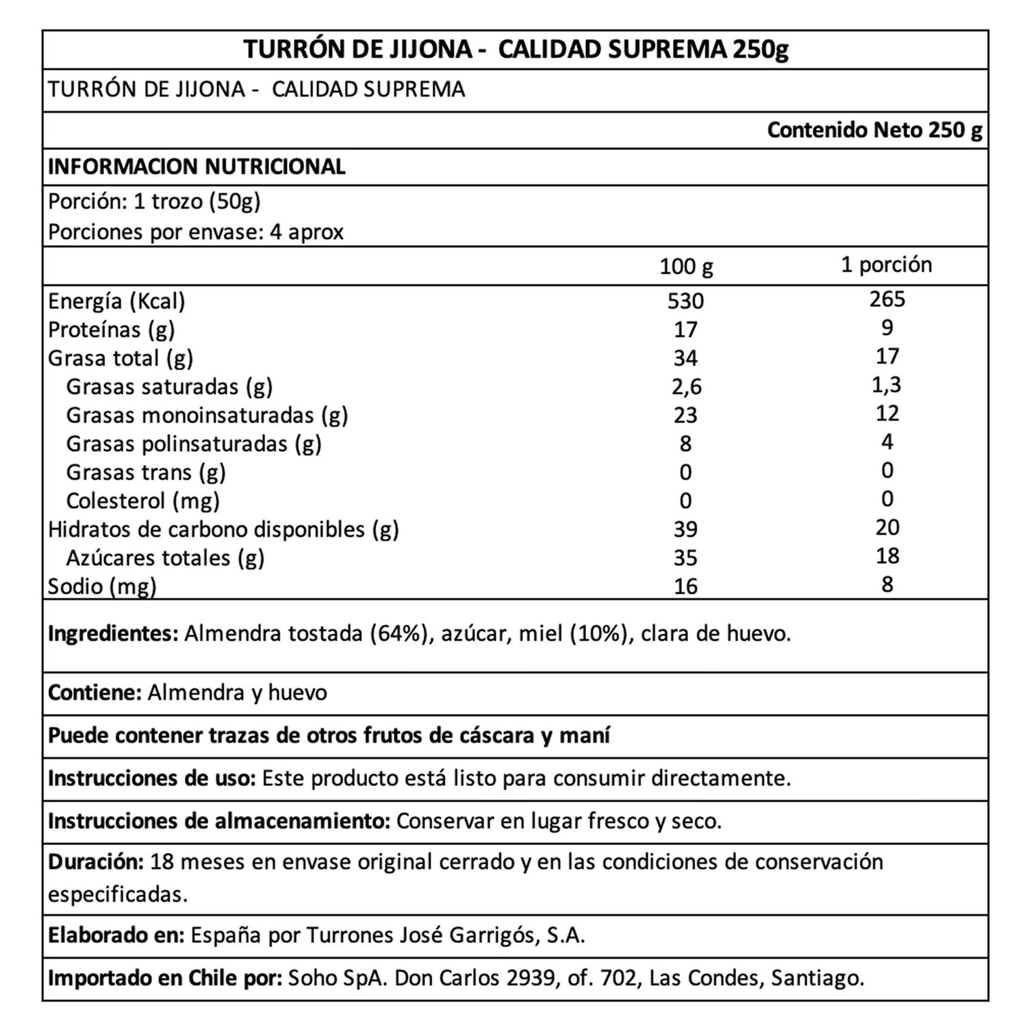 Turr&oacute;n De Jijona El Antiguo 1 X 250 Gr image number 4.0
