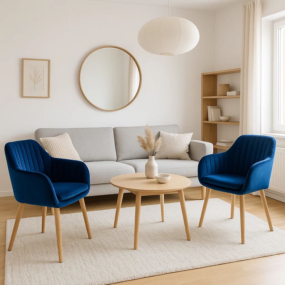 Pack De 2 Butacas Sitiales Poltronas Diamante Terciopelo - Azul image number 2.0