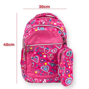 Pack Mochila Lonchera Estuche 45cm Juvenil Y Escolar Girls Intense Pink Hearts