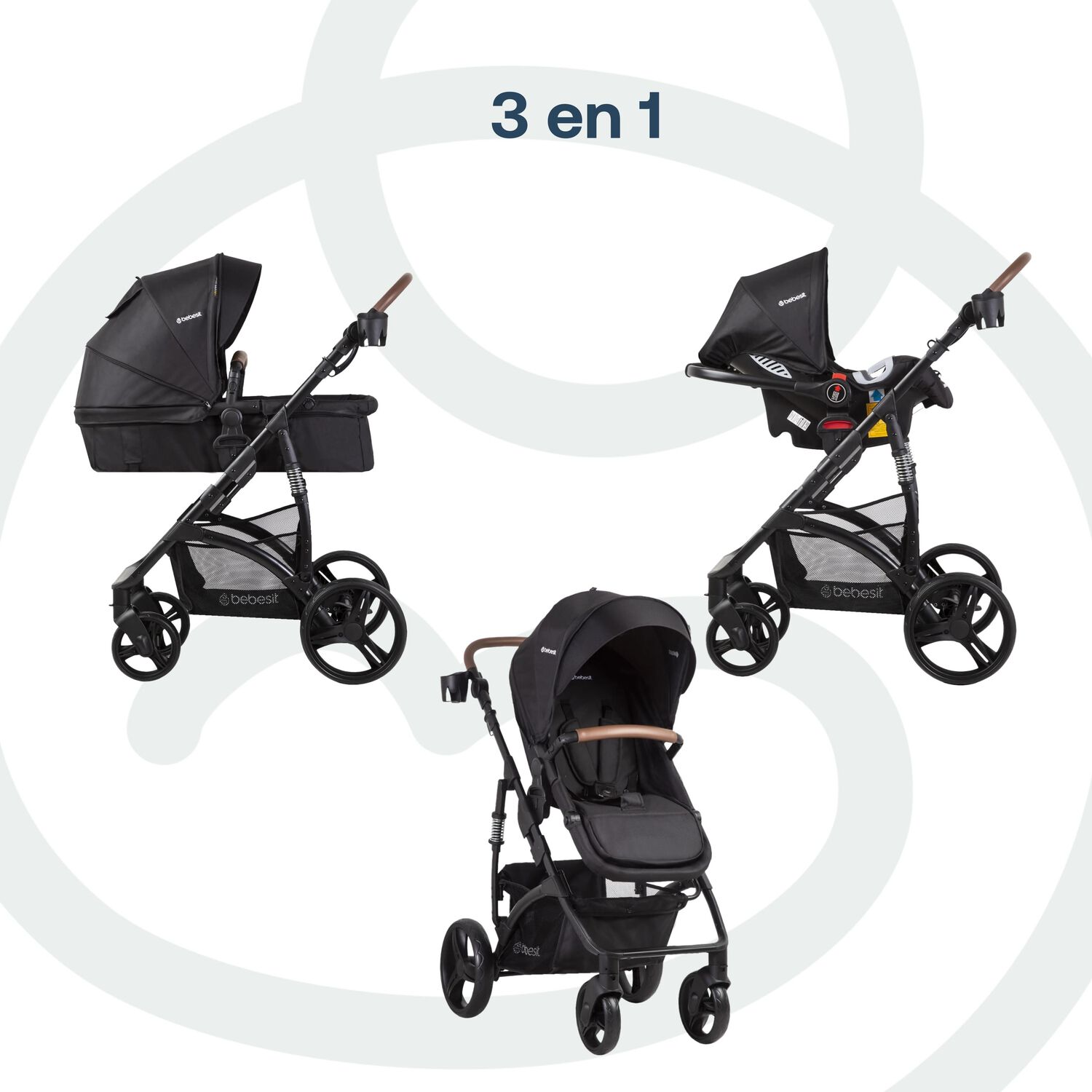 Coche Cuna Travel System Quest Lx Negro Bebesit image number 12.0