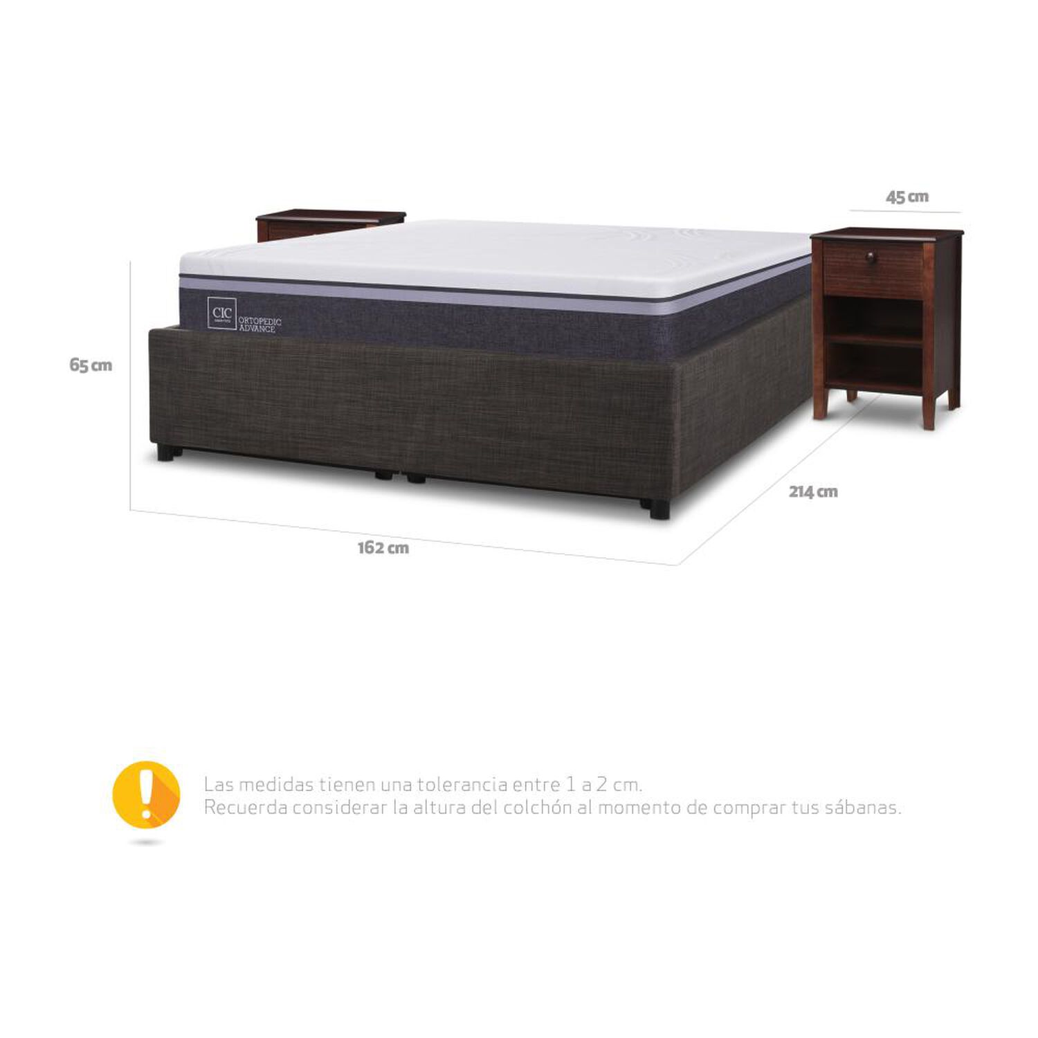 Cama Ba&uacute;l Cic Ortopedic Advance / 2 Plazas / Base Normal + Velador image number 5.0
