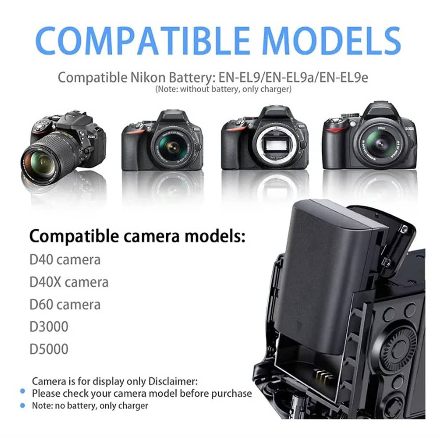 Cargador Mh-23 Bater&iacute;a Enel-9a Para Nikon D60 D3000 D5000 image number 3.0