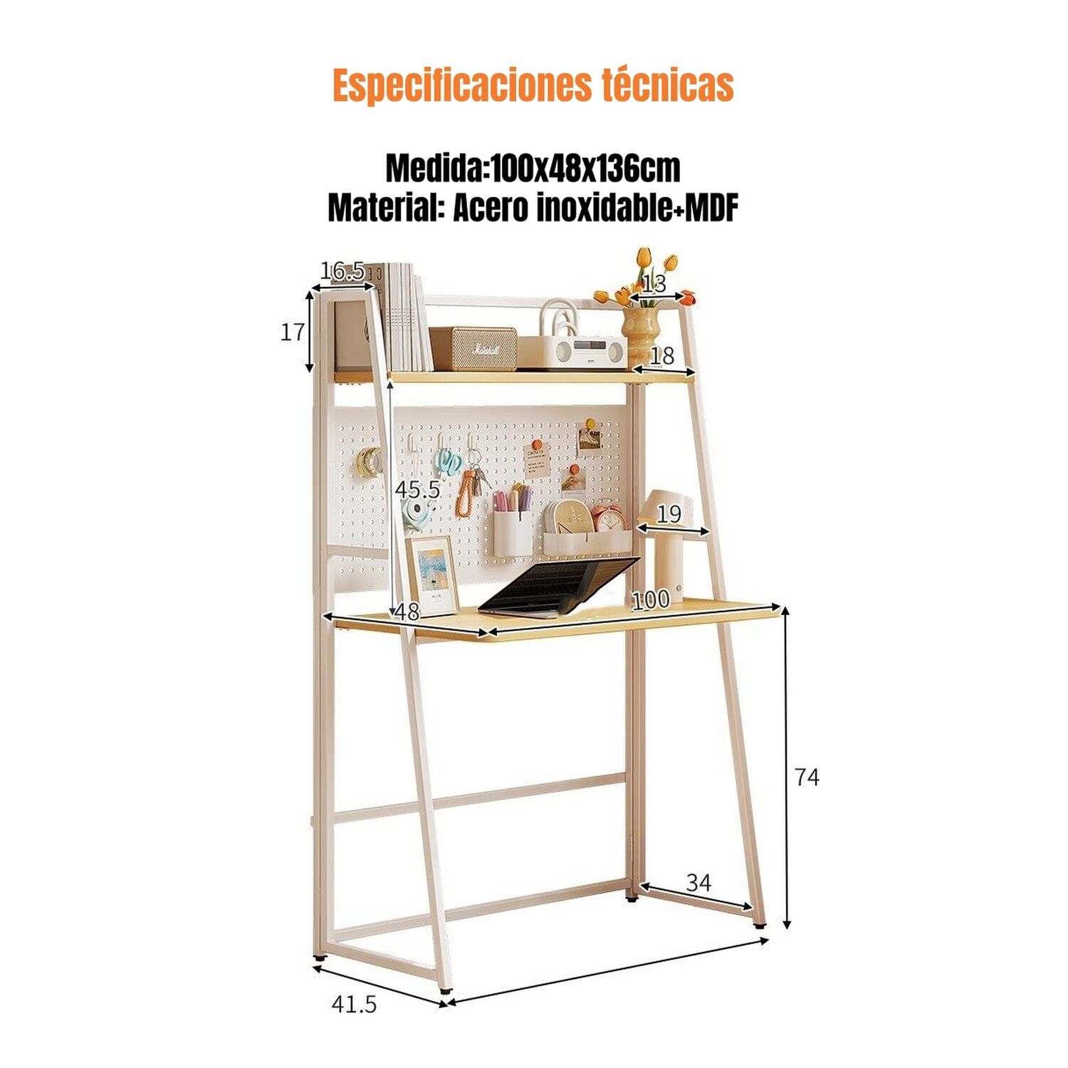 Escritorio Mesa Plegable Multifuncional 100cm Corsa image number 7.0