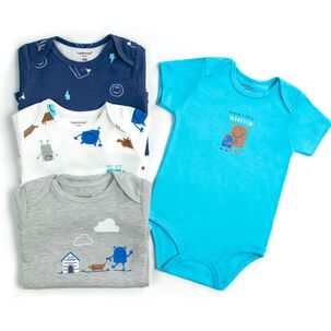 Pack 4 Bodys Ni&ntilde;o Manga Corta Tedmimak 100% Algod&oacute;n Blue Monster