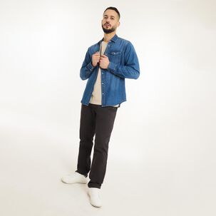 Camisa Denim Manga Larga Hombre Az Black