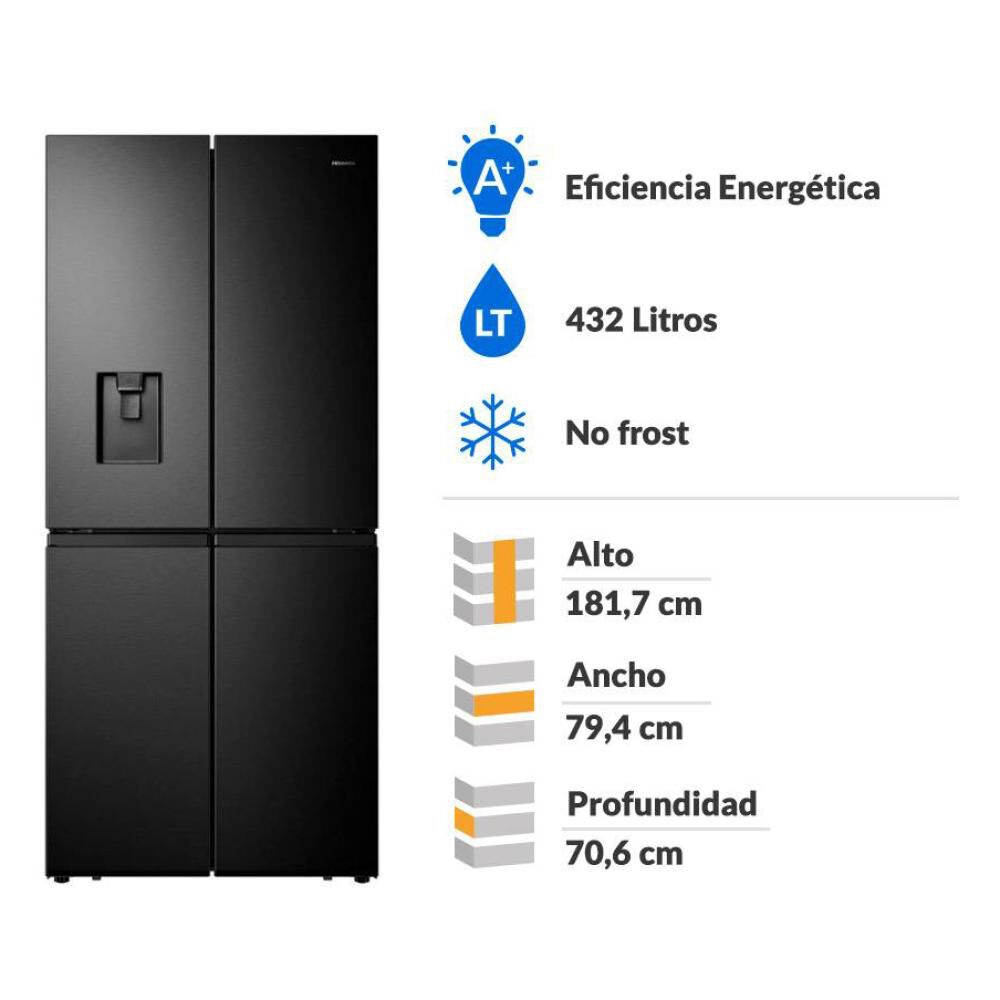 Refrigerador Side by Side Hisense RQ-56WCD / No Frost / 432 Litros / A+ image number 1.0