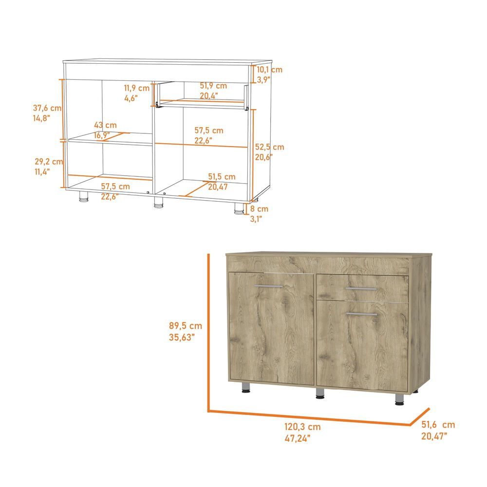 Mueble Base 3 Puertas 1 Cajon Mealmina Fm-008c - Cafe Claro image number 6.0
