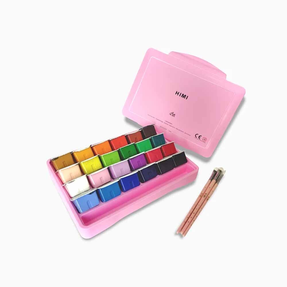 Set Himi Gouache 24 Colores / 30gr Incluye Pinceles Rosado image number 2.0