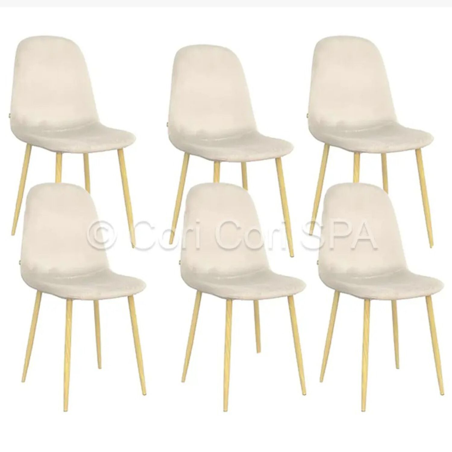 Pack 6 Sillas Scoop Lino Wood Beige image number 0.0