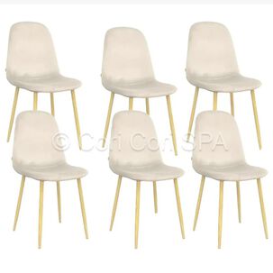Pack 6 Sillas Scoop Lino Wood Beige