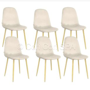 Pack 6 Sillas Scoop Lino Wood Beige