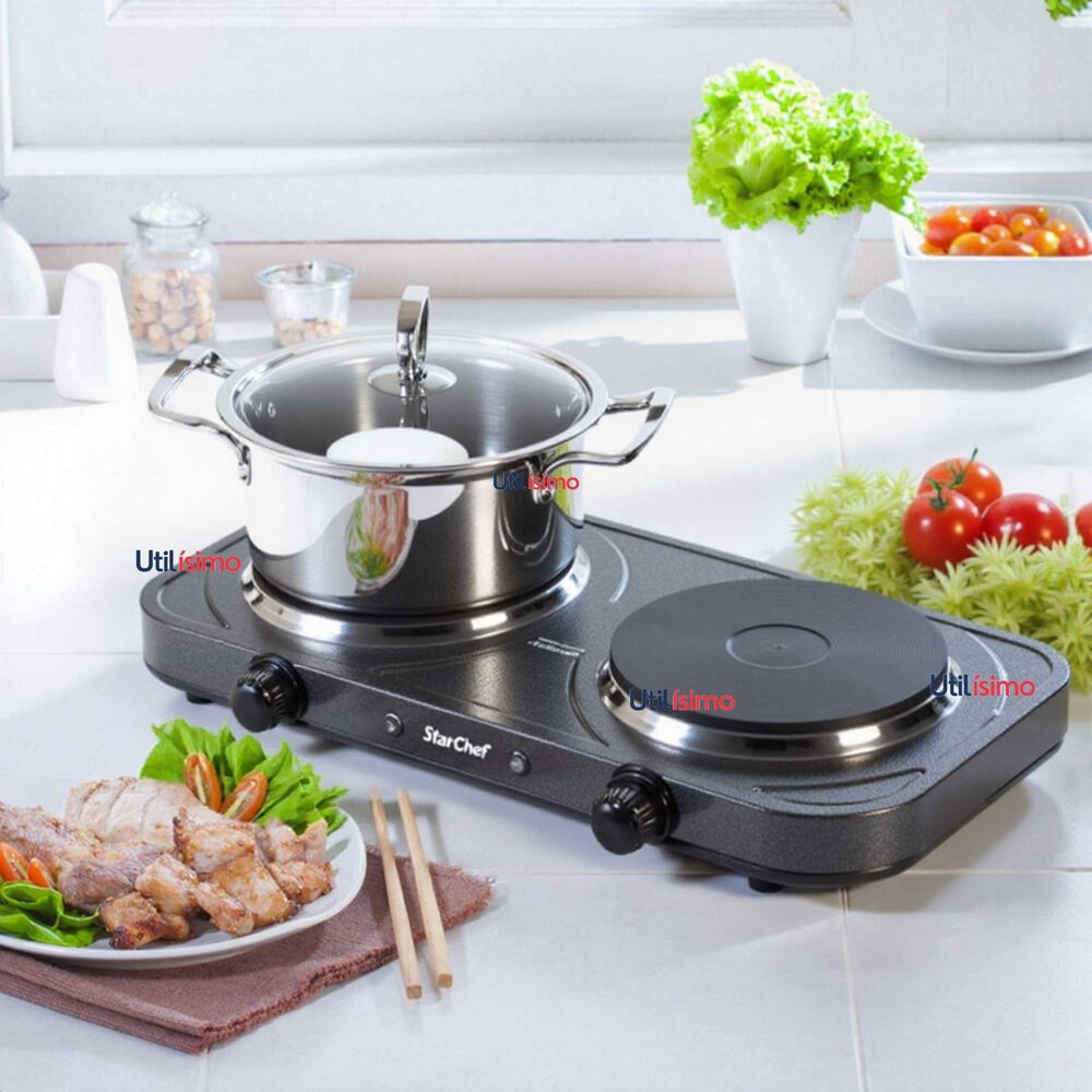 Cocina El&eacute;ctrica 2 Platos Cocinilla Port&aacute;til 2000w De Potencia image number 0.0