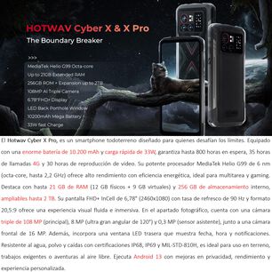 Hotwav Cyber X Pro Smartphone Resistente 108mp, 21gb Ram Y Bater&iacute;a 10200mah