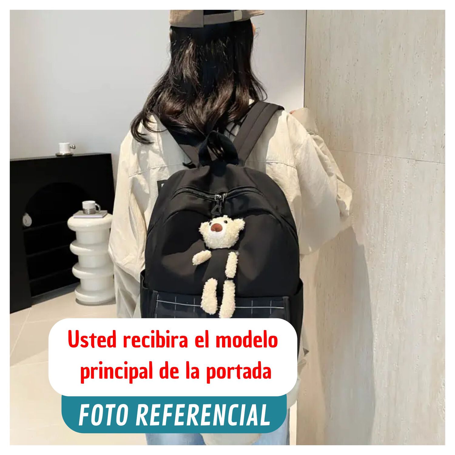 Mochila Escolar Juvenil 46cm Ni&ntilde;as Estilo Kawaii Cute Teddy Purple image number 2.0