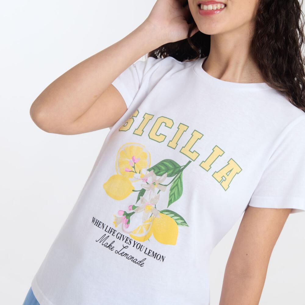 Polera Print Frutas Manga Corta Cuello Redondo Mujer Freedom image number 4.0
