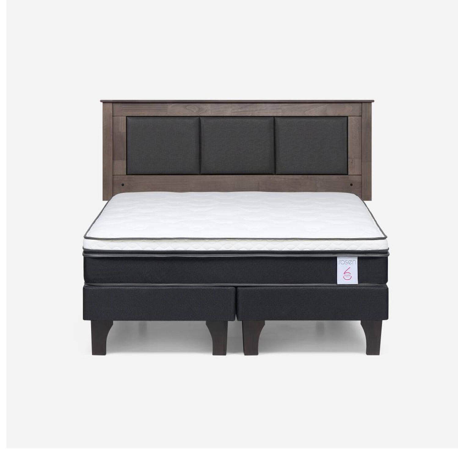Cama Europea Rosen New Style 6 / 2 Plazas / Base Dividida + Respaldo image number 0.0