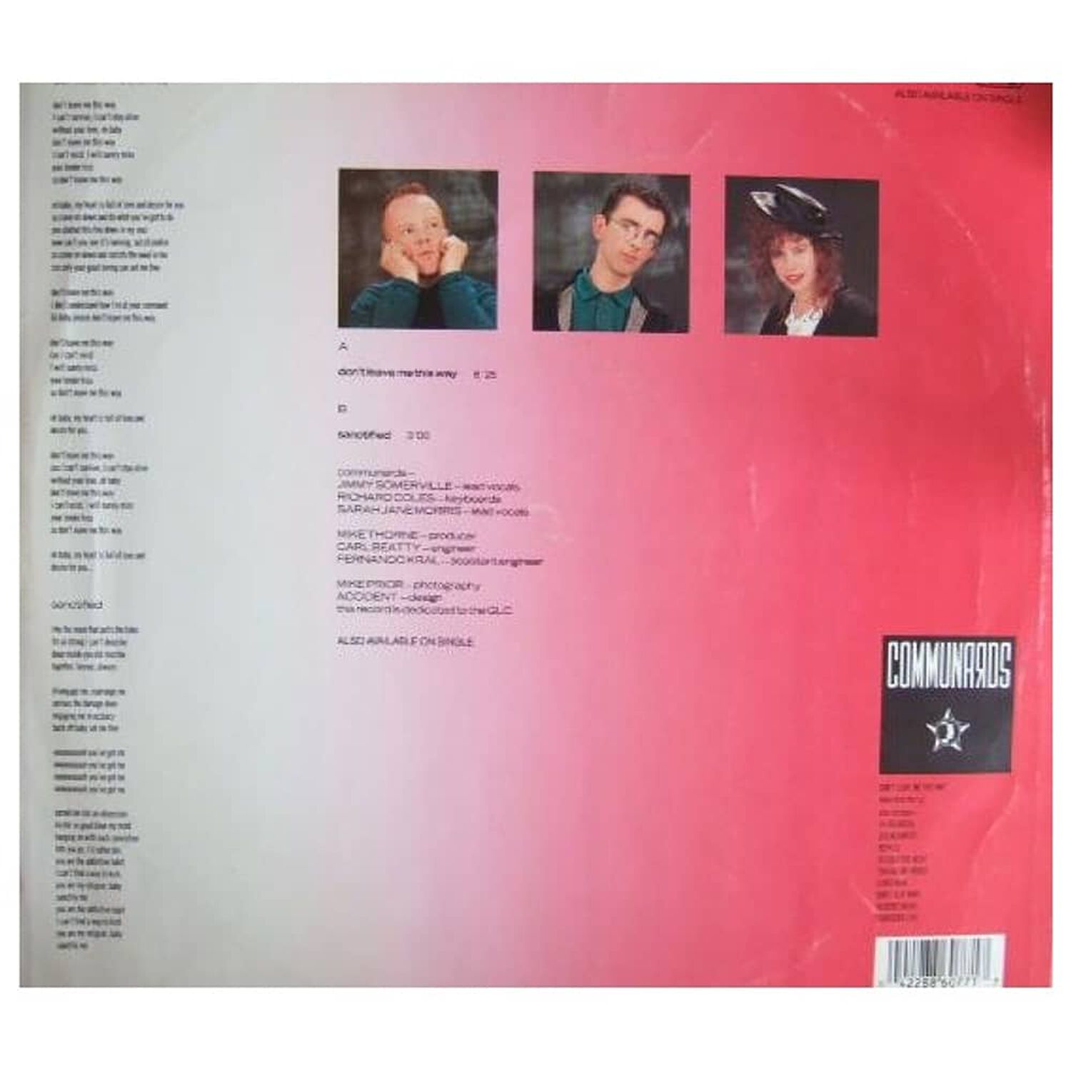 Communards - Don't Leave Me This Way | 12" Maxi Single Vinilo Usado image number 1.0