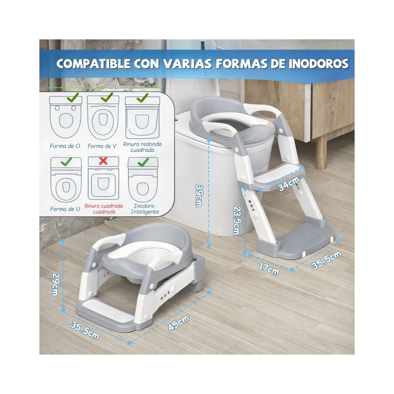 Pelela Infantil 3 En 1 Con Asiento Adaptador Y Escalera image number 8.0
