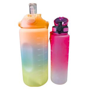 Set 2 Botellas Deportivas 2000ml Y 900ml Doble Boquilla