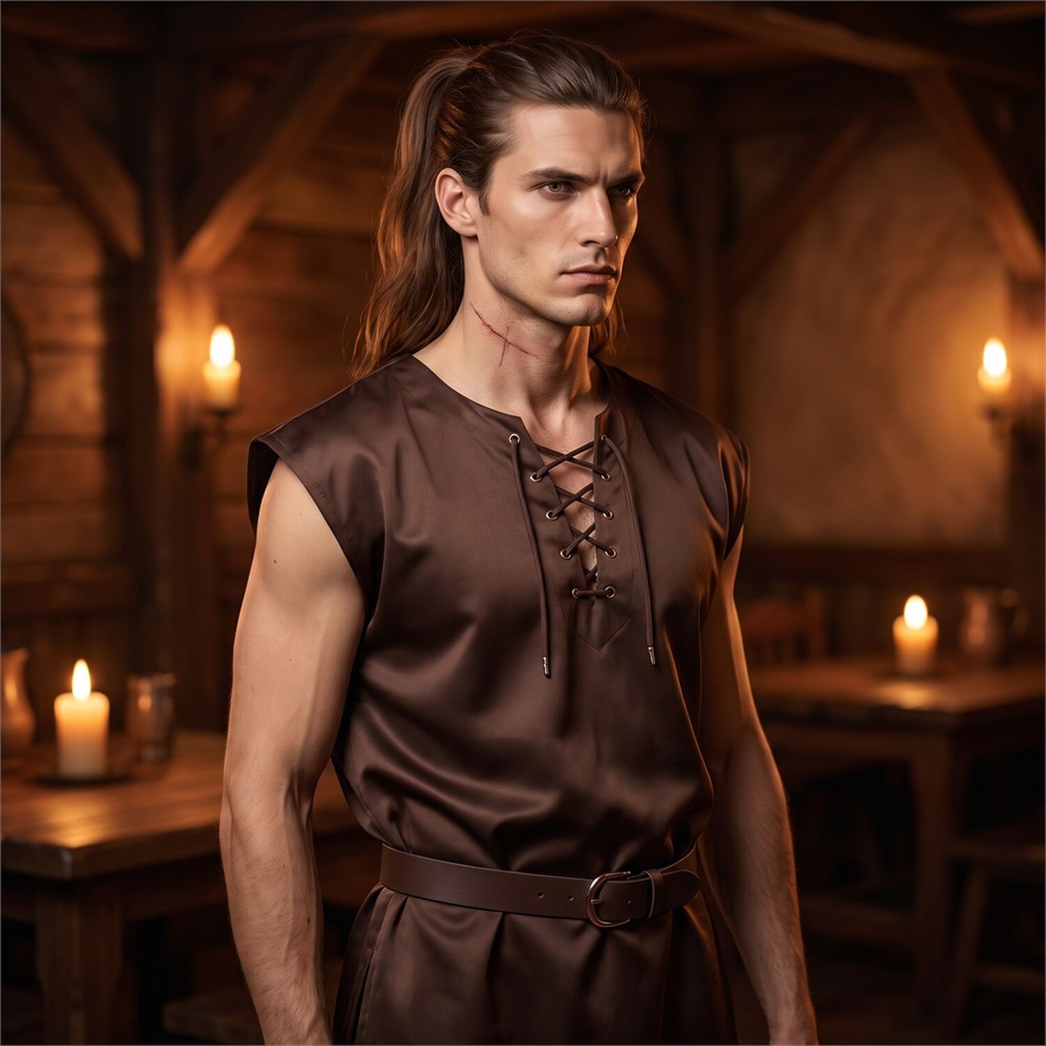 Traje Vestido T&uacute;nica Disfraz Medieval Celta Vikingo image number 50.0