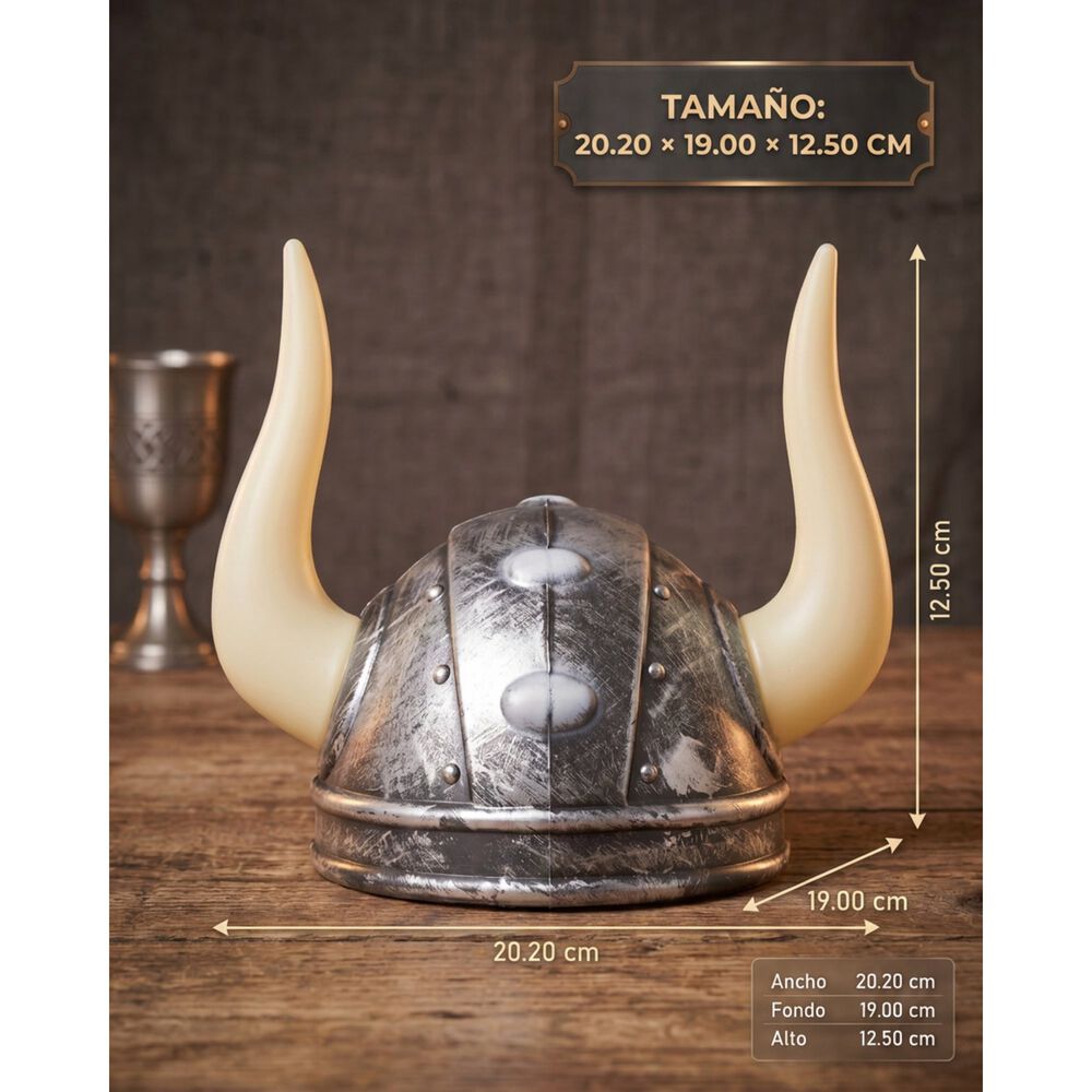 Casco Accesorio Cosplay Vikingo Pl&aacute;stico Cuernos Cotillon image number 4.0