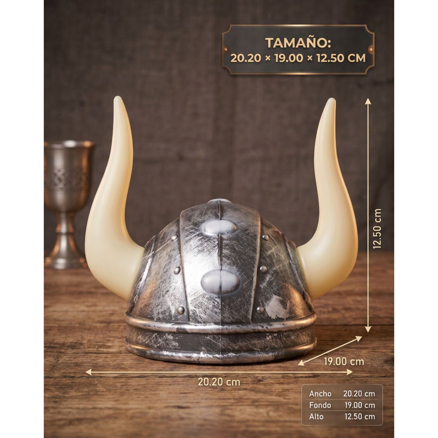 Casco Accesorio Cosplay Vikingo Pl&aacute;stico Cuernos Cotillon image number 4.0