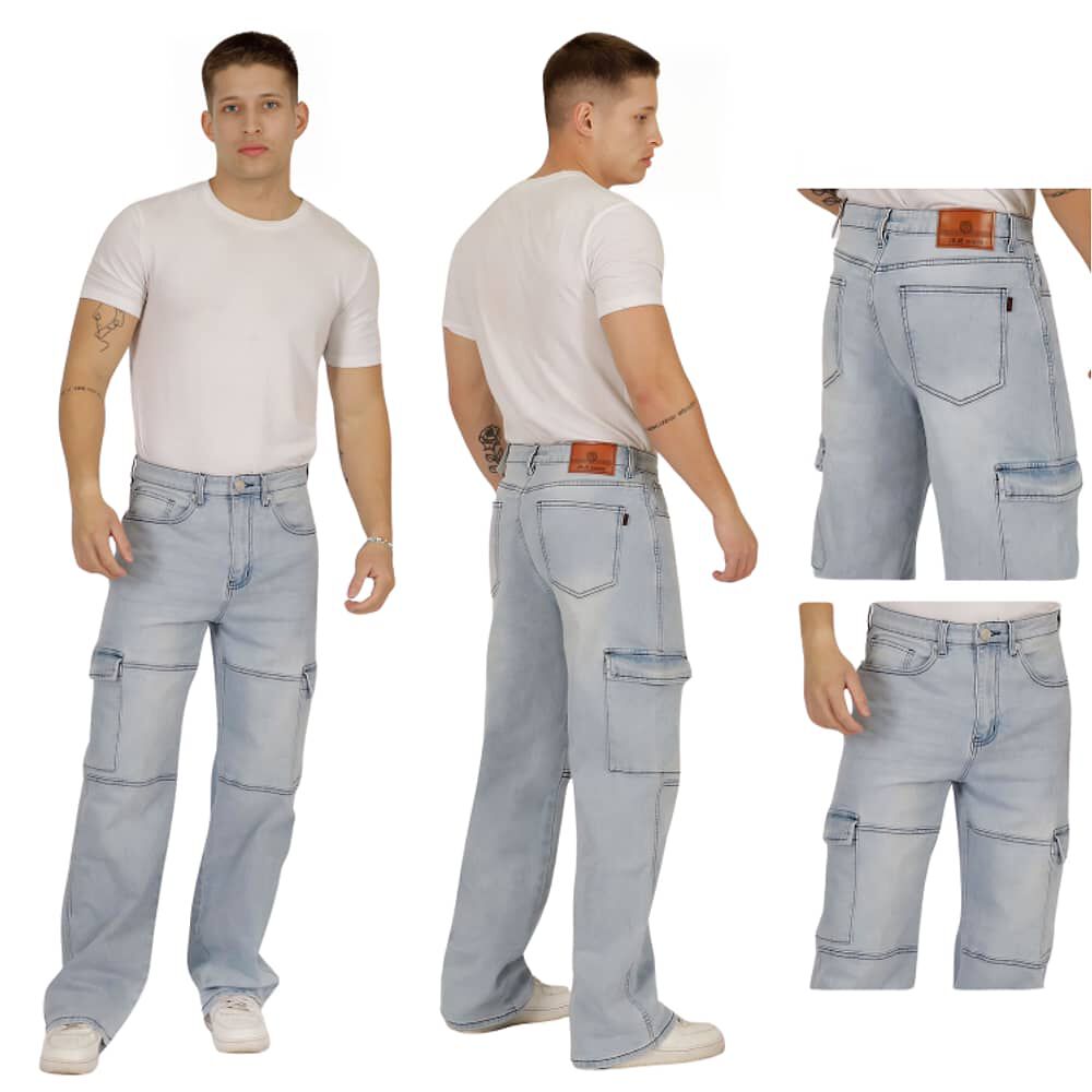 Pantalon Jeans Oversize Cargo Hombre image number 0.0