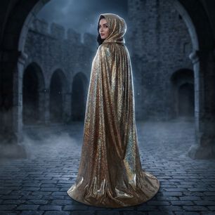 Capa Glitter Brillante Con Capucha Para Cosplay Y Disfraz