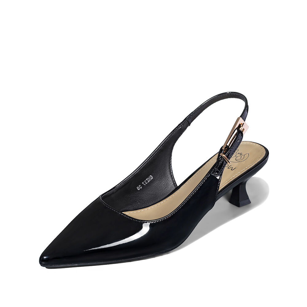 Zapato Taco Talón Abierto Simil Charol Mujer Weide Ghe37 image number 5.0