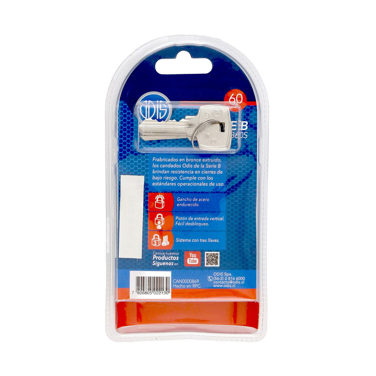 Candado Odis Serie B 60mm Con Hombros image number 5.0
