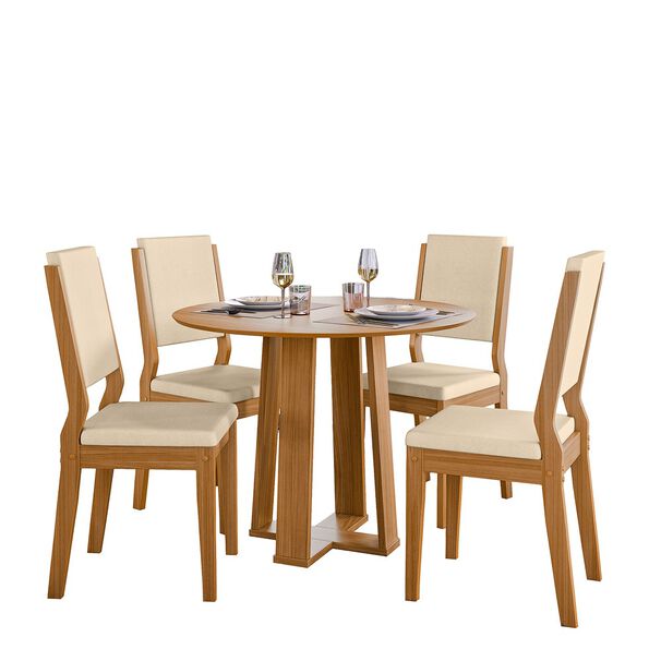Juego De Comedor Ravello 100x100 Cm 4 Sillas Beige