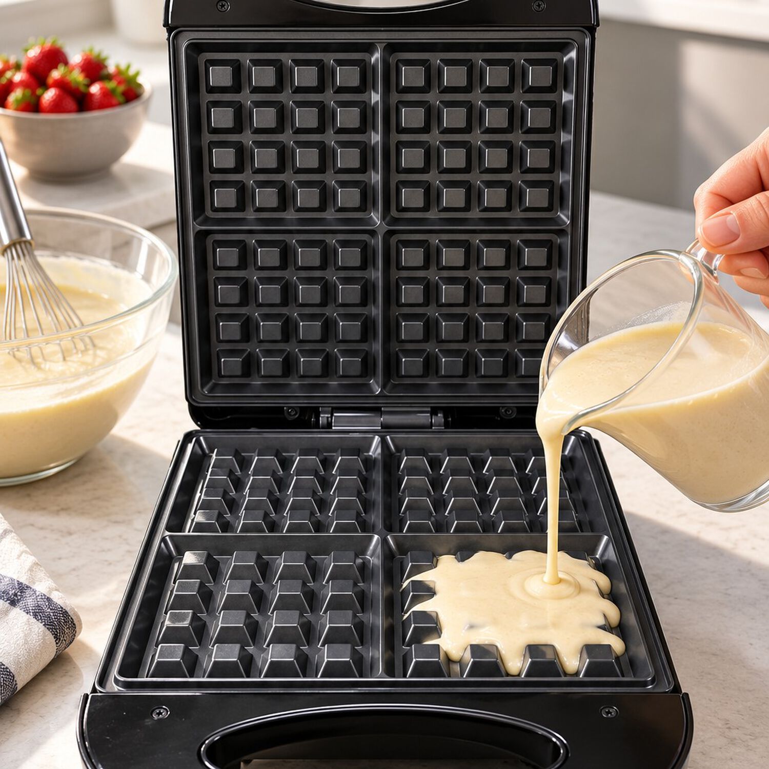 Wafflera El&eacute;ctrica Sokany 4 Waffles Cuadrados 1200w Antiadherente M&aacute;quina De Waffles Negra image number 5.0
