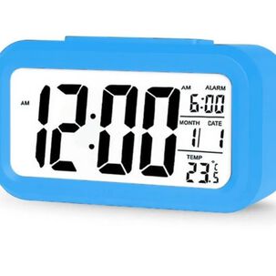 Reloj Despertador Digital Luz Lcd Temperatura Azul