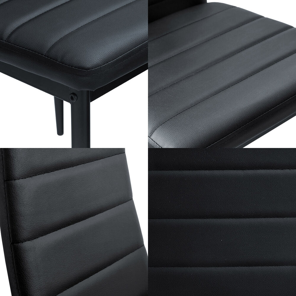 Comedor Mesa Vidrio 75x80x120cm + 4 Sillas Pu Negro image number 4.0