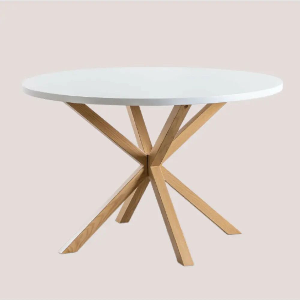 Juego De Comedor Warwick Melamina Blanca 120cm + 4 Sillas Mariposa Ecocuero Wood Blanco image number 1.0