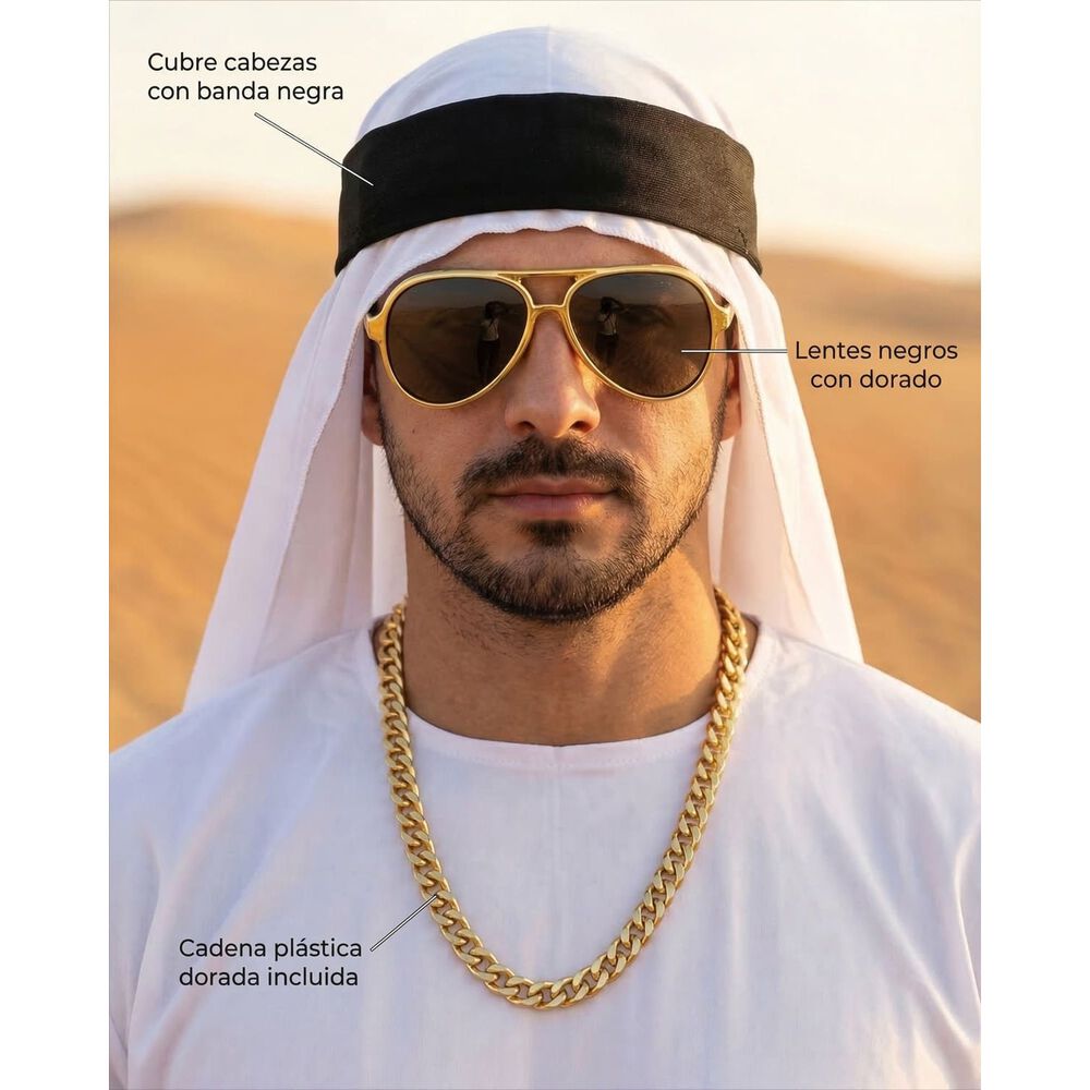 Disfraz Cosplay Jeque Arabe Adulto Halloween Tunica image number 4.0
