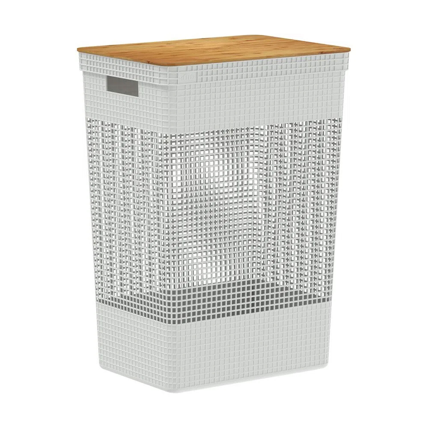 Cesta De Ropa Grid Con Tapa De Bamb&uacute; 49 L Blanco Oc&eacute;ano image number 0.0